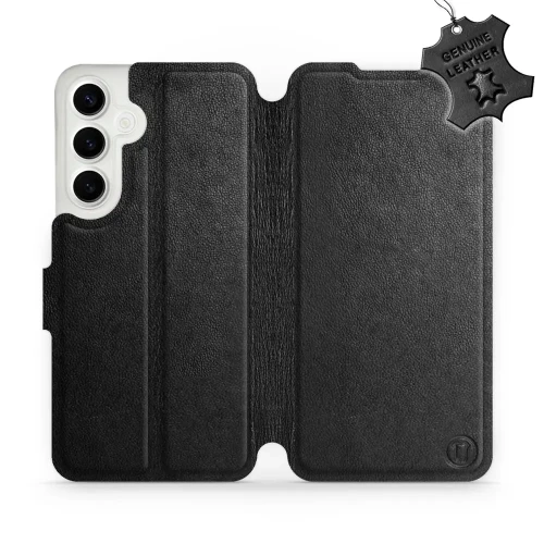 Etui z naturalnej skóry do Galaxy S24 Plus, Mobiwear Leather, czarne