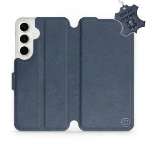 Etui z naturalnej skóry do Galaxy S24 Plus, Mobiwear Leather, granatowe