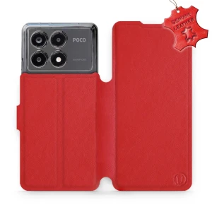 Etui z naturalnej skóry do Xiaomi POCO X6 Pro, Mobiwear Leather, czerwone
