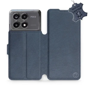Etui z naturalnej skóry do Xiaomi POCO X6 Pro, Mobiwear Leather, granatowe