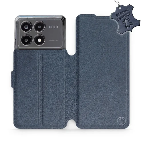 Etui z naturalnej skóry do Xiaomi POCO X6 Pro, Mobiwear Leather, granatowe
