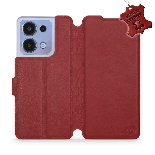 Etui z naturalnej skóry do Xiaomi Poco M6 Pro 4G, Mobiwear Leather, ciemno-czerwone