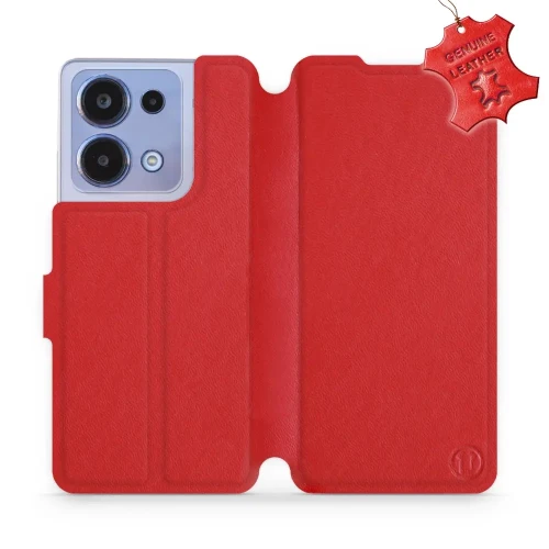 Etui z naturalnej skóry do Xiaomi Redmi Note 13 4G, Mobiwear Leather, czerwone