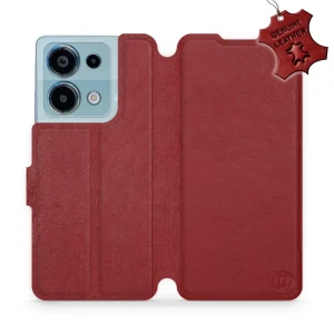 Etui z naturalnej skóry do Xiaomi Redmi Note 13 Pro 4G, Mobiwear Leather, ciemno-czerwone