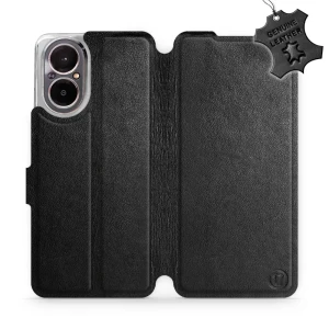 Etui z naturalnej skóry do Realme C67 4G, Mobiwear Leather, czarne