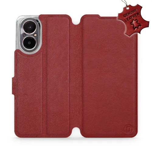 Etui z naturalnej skóry do Realme C67 4G, Mobiwear Leather, ciemno-czerwone
