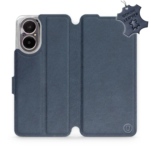 Etui z naturalnej skóry do Realme C67 4G, Mobiwear Leather, granatowe