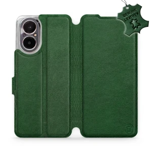 Etui z naturalnej skóry do Realme C67 4G, Mobiwear Leather, zielone
