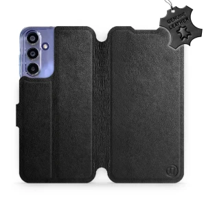 Etui z naturalnej skóry do Galaxy A15 4G, Mobiwear Leather, czarne