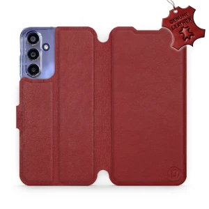 Etui z naturalnej skóry do Galaxy A15 4G, Mobiwear Leather, ciemno-czerwone