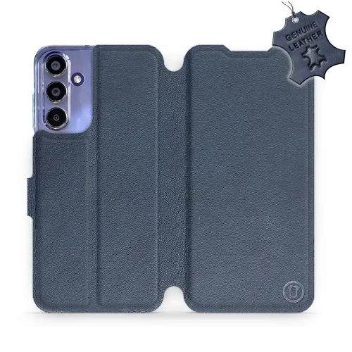 Etui z naturalnej skóry do Galaxy A15 4G, Mobiwear Leather, granatowe