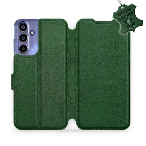 Etui z naturalnej skóry do Galaxy A15 4G, Mobiwear Leather, zielone
