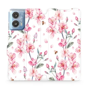 Etui z klapką do Motorola Moto G24, Mobiwear Book, różowa wiosna