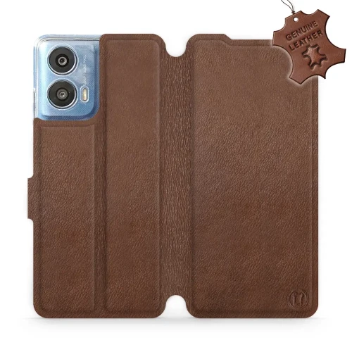 Etui z naturalnej skóry do Motorola Moto G24, Mobiwear Leather, brązowe