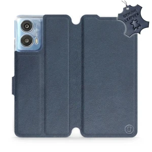 Etui z naturalnej skóry do Motorola Moto G24, Mobiwear Leather, granatowe