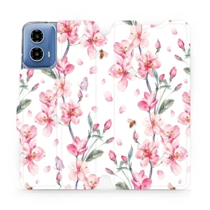 Etui z klapką do Motorola Moto G34 5G, Mobiwear Book, różowa wiosna
