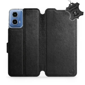 Etui z naturalnej skóry do Motorola Moto G34 5G, Mobiwear Leather, czarne