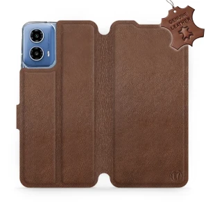 Etui z naturalnej skóry do Motorola Moto G34 5G, Mobiwear Leather, brązowe