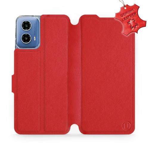 Etui z naturalnej skóry do Motorola Moto G34 5G, Mobiwear Leather, czerwone