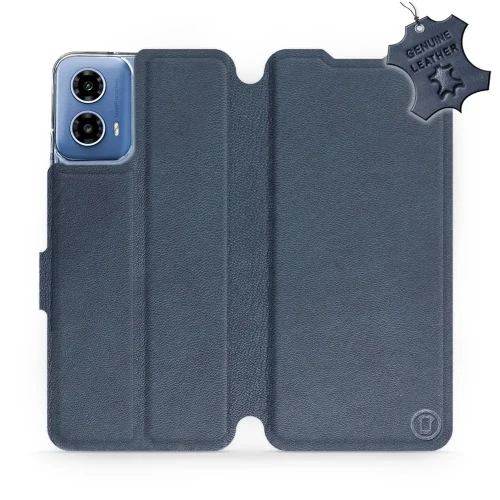 Etui z naturalnej skóry do Motorola Moto G34 5G, Mobiwear Leather, granatowe