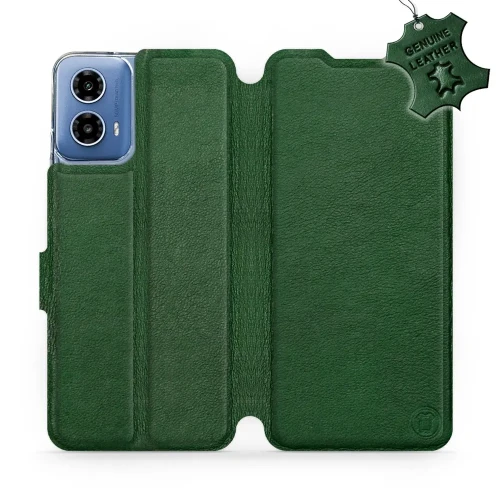 Etui z naturalnej skóry do Motorola Moto G34 5G, Mobiwear Leather, zielone