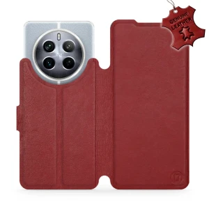 Etui z naturalnej skóry do Realme 12 5G, Mobiwear Leather, ciemno-czerwone