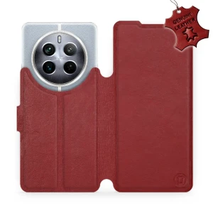 Etui z naturalnej skóry do Realme 12 Pro, Mobiwear Leather, ciemno-czerwone