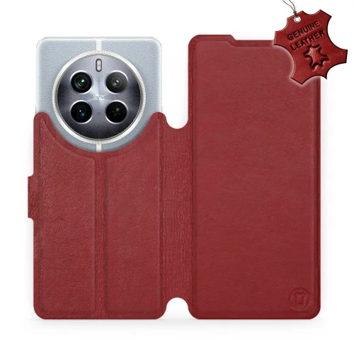 Etui z naturalnej skóry do Realme 12 Pro, Mobiwear Leather, ciemno-czerwone