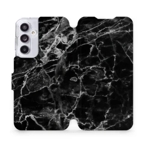 Etui z klapką do Galaxy A55 5G, Mobiwear Book, czarny marmur