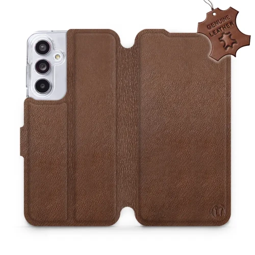 Etui z naturalnej skóry do Galaxy A55 5G, Mobiwear Leather, brązowe