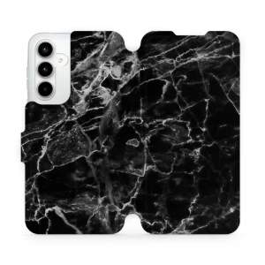 Etui z klapką do Galaxy A35 5G, Mobiwear Book, czarny marmur