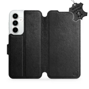Etui z naturalnej skóry do Galaxy A35 5G, Mobiwear Leather, czarne