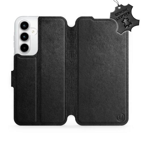 Etui z naturalnej skóry do Galaxy A35 5G, Mobiwear Leather, czarne