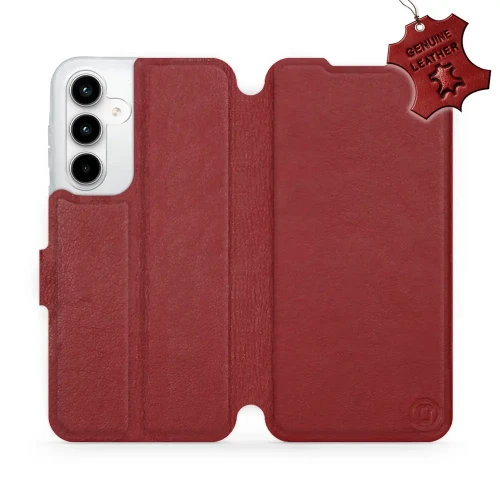 Etui z naturalnej skóry do Galaxy A35 5G, Mobiwear Leather, ciemno-czerwone