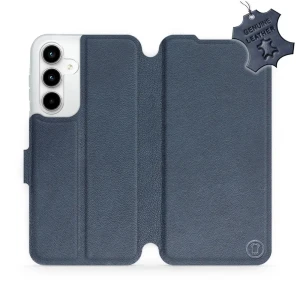 Etui z naturalnej skóry do Galaxy A35 5G, Mobiwear Leather, granatowe