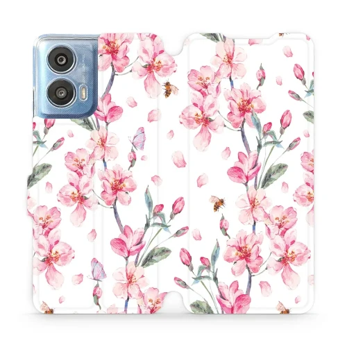 Etui z klapką do Motorola Moto G24 Power, Mobiwear Book, różowa wiosna