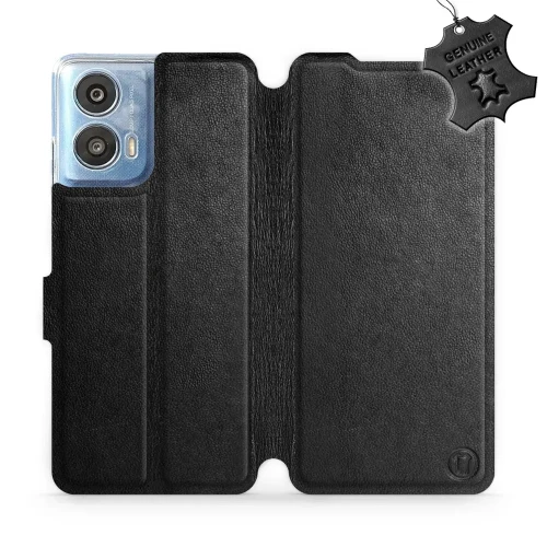 Etui z naturalnej skóry do Motorola Moto G24 Power, Mobiwear Leather, czarne