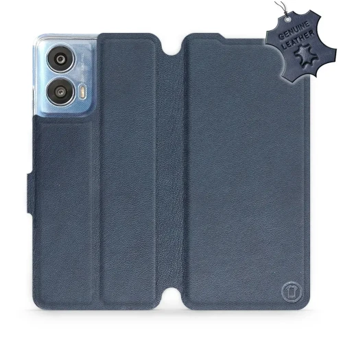 Etui z naturalnej skóry do Motorola Moto G24 Power, Mobiwear Leather, granatowe