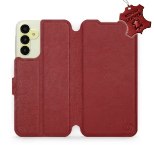 Etui z naturalnej skóry do Galaxy M15 5G, Mobiwear Leather, ciemno-czerwone