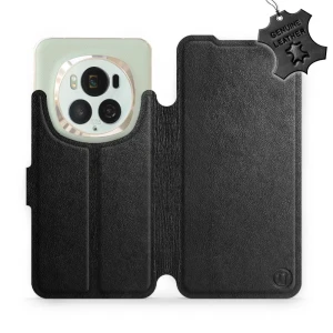 Etui z naturalnej skóry do Honor Magic6 Pro, Mobiwear Leather, czarne
