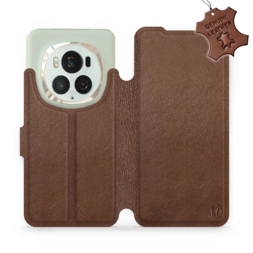 Etui z naturalnej skóry do Honor Magic6 Pro, Mobiwear Leather, brązowe
