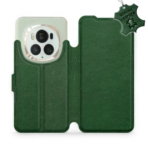 Etui z naturalnej skóry do Honor Magic6 Pro, Mobiwear Leather, zielone