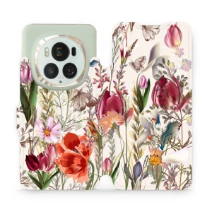 Etui z klapką do Honor Magic6 Pro, Mobiwear Book, bukiet kwiatów