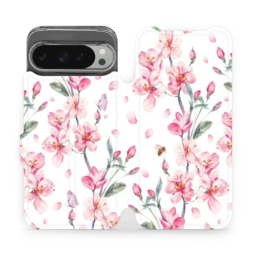 Etui z klapką do Google Pixel 9 Pro XL, Mobiwear Book, różowa wiosna