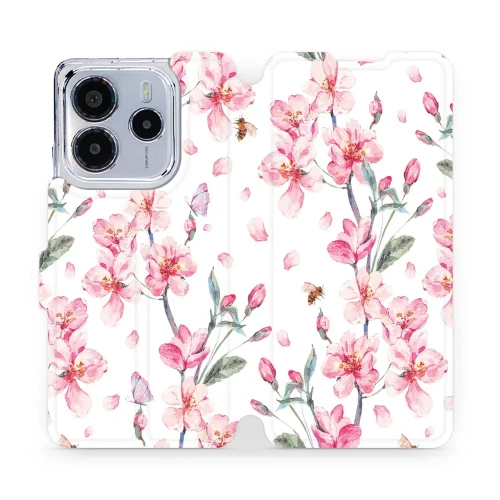 Etui z klapką do Xiaomi Redmi Note 14 5G, Mobiwear Book, różowa wiosna