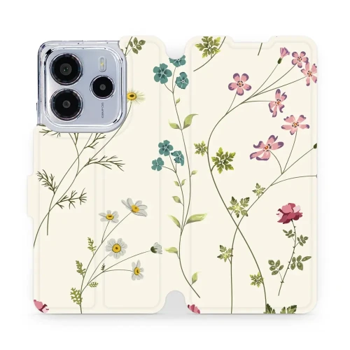 Etui z klapką do Xiaomi Redmi Note 14 5G, Mobiwear Book, polne kwiaty
