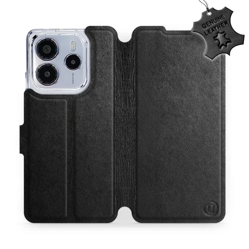 Etui z naturalnej skóry do Xiaomi Redmi Note 14 5G, Mobiwear Leather, czarne