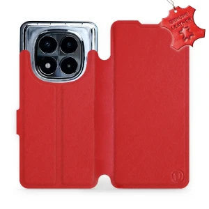Etui z naturalnej skóry do Xiaomi Redmi Note 14 Pro 5G, Mobiwear Leather, czerwone