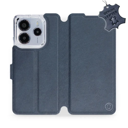 Etui z naturalnej skóry do Xiaomi Redmi Note 14 5G, Mobiwear Leather, granatowe