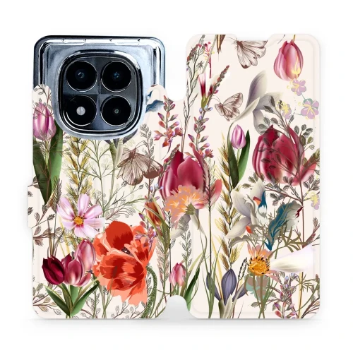 Etui z klapką do Xiaomi Redmi Note 14 Pro 5G, Mobiwear Book, bukiet kwiatów